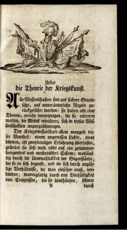 Ueber die Theorie der Kriegskunst.