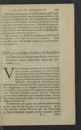 Historica relatio cladisac destructionis Naerdensis ...