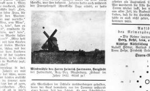Sargstedt. Bockmühle des Heinrich Hartmann, Baujahr 1842, aus: Deutscher Müller, 20. Feb. 1930