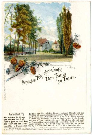 Herzlichen Neujahrs-Gruss! Von Haus zu Haus : Pleissenbrücke Lössnig b. Leipzig