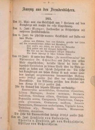 Auszug aus den Fremdenbüchern [1811 -1884]