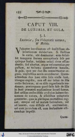 Caput VIII. De Luxuria, Et Gula.