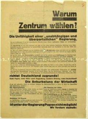 Aufruf der Zentrumspartei zur Reichstagswahl am 6. November 1932