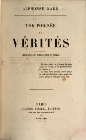 Une poignée de vérités : mélanges philosophiques