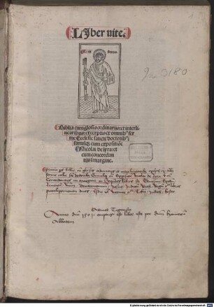 Biblia : mit Glossa ordinaria, Postilla litteralis von Nicolaus de Lyra und Expositiones prologorum von Guilelmus Brito