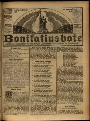 Erste Ausgabe vom Sonntag, den 15. Februar 1920.