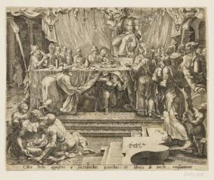 Priester essen im Tempel von Bel, Blatt 4 der Folge "Geschichte von Daniel, Bel und dem Drachen"