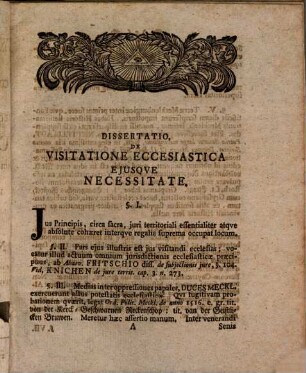 Dissertatio, De Visitatione Ecclesiastica Ejusqve Necessitate : Cum Eclogis Hist. Et Juris Meckl.