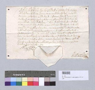 Franz [Weinhard], Bischof von Lydda, Generalvikar von Albrecht Sigismund [Herzog von Bayern], Bischof von Regensburg und Freising etc., erteilt dem Lic. theol. Johann Württemberger, Dekan zu Viechtach, die Vollmacht 15 Häretiker zu absolvieren. S: Vikariatssiegel der Regensburger Kirche