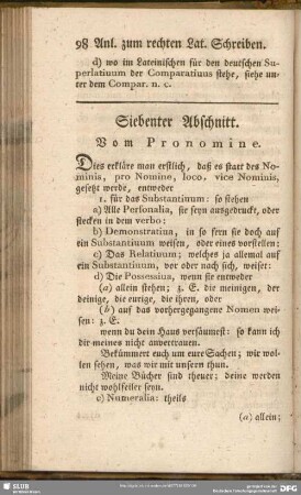 Siebenter Abschnitt. Vom Pronomine