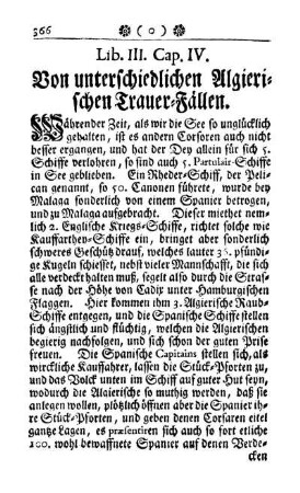 Cap. IV. Von unterschiedlichen Algierischen Trauer-Fällen.