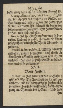 XVII. Vom Fasten.