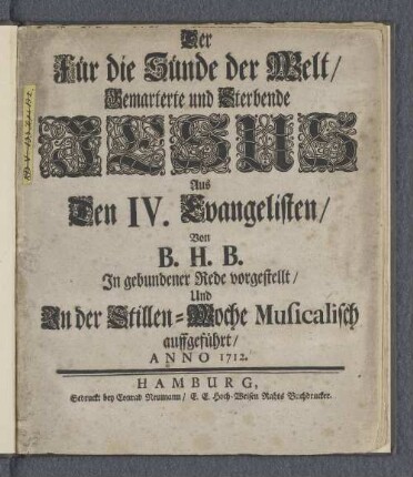 Der für die Sünde der Welt gemarterte und sterbende Jesus : aus d. 4. Evangelisten