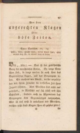 Von den ungerechten Klagen über böse Zeiten.