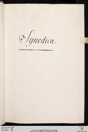 Einleitung zum dritten Titulus (der Classis I Historica): Synodia