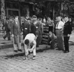 Markierung der Sektorengrenze zwischen britischem und sowjetischem Gebiet am Potsdamer Platz