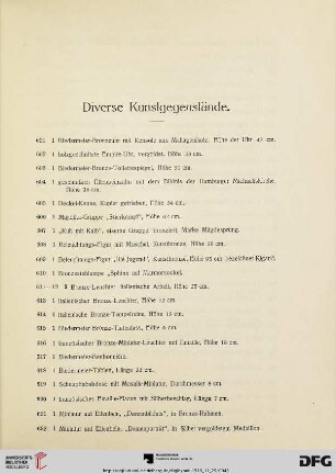 Diverse Kunstgegenstände (Nr. 601-680)