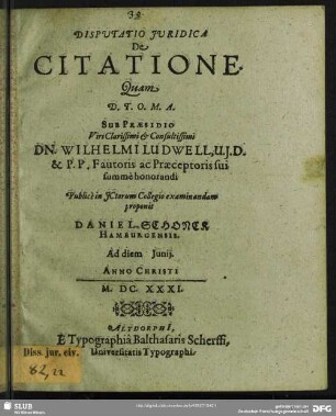 Disputatio Iuridica De Citatione