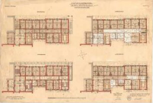 Mellinger, Ludwig von; München; Armeemuseum - Neubau, Galeriestraßenflügel (Grundriss UG, Grundriss EG, Grundriss 1. OG, Grundriss 2. OG)