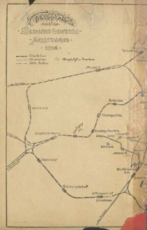 Karte: Verkehrswege nach der Berliner Gewerbeausstellung 1896