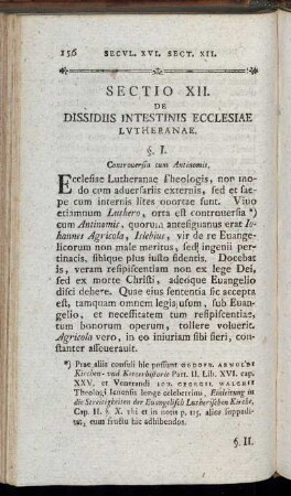 Sectio XII. De Dissidiis Intestinis Ecclesiae Lutheranae.
