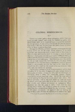 Colonial Reminiscences. III.