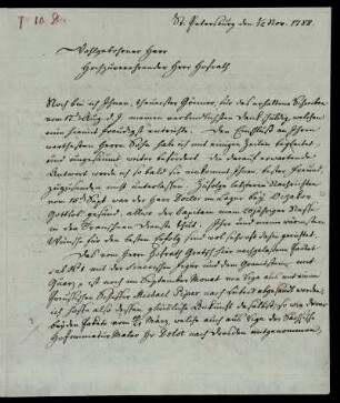 [Brief des Barons von Asch an Heyne vom 01./12.11.1788]