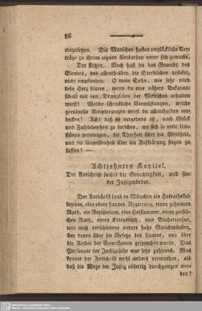 Achtzehntes Kapitel. Der Antichrist suchet die Gerechtigkeit, und findet Justizmörder