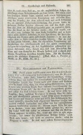IV. Gynaekologie und Paediatrik.