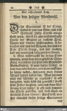 Der achtzehende Tag. Von dem heiligen Abendmahl : achtzehende Tag. Von dem heiligen Abendmahl
