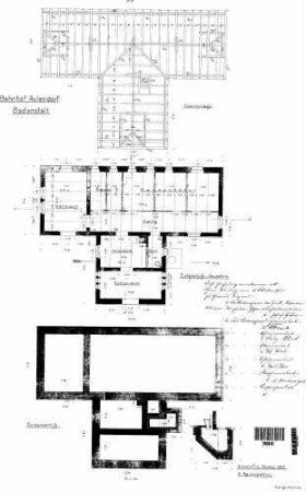 Aulendorf: Nebengebäude Badeanstalt Grundriss,Fundament,Sparrenlage