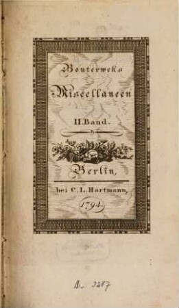 Bouterweks Miscellaneen, 2