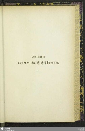 Zur Kritik neuerer Geschichtschreiber