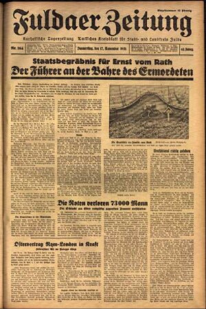 Ausgabe vom Donnerstag, den 17. November 1938.