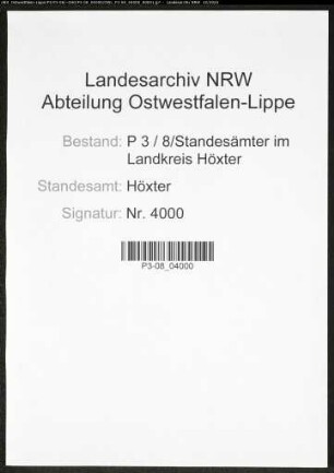 Sterberegister Standesamt Höxter