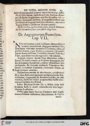 De Aegyptiorum Funeribus. Cap. VII