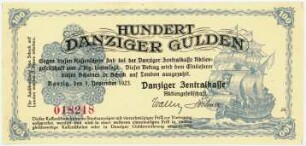 Geldschein, 100 Danziger Gulden, 1.11.1923