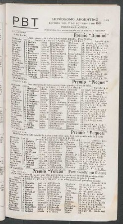 Hipódromo Argentino - Reunión del 2 de Diciembre de 1906 - Programa oficial