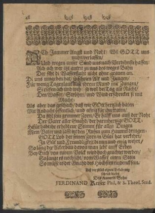 Ach Jammer Angst und Noth! Wil Gott uns nuhn verlassen/ [...]