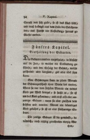Fünftes Kapitel. Eintheilung der Geburten.
