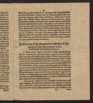 11-14, Protestation Schreiben von der Löblichen Böhmischen Stände Abgesandten...