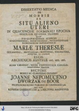 Dissertatio Medica De Morbis Ex Situ Alieno Uteri In Quacunque Foeminali Epocha
