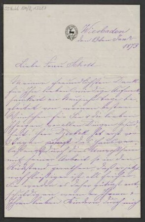 Brief an ... Schott und B. Schott's Söhne : 13.01.1873