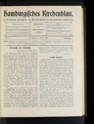 Nr. 3. Hamburg, 17. April 1904. 1. Jahrgang.