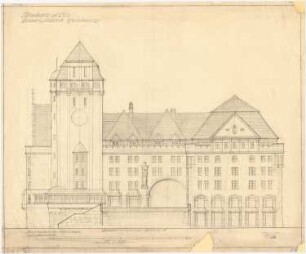 Rheinbrücke, Köln: Ansicht der Uferbebauung auf Deutzer Stadtseite 1:100