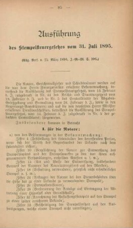 Ausführung des Stempelsteuergesetzes vom 31. Juli 1895
