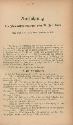 Ausführung des Stempelsteuergesetzes vom 31. Juli 1895