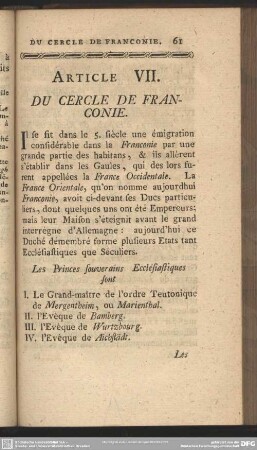 Article VII. Du Cercle De Franconie