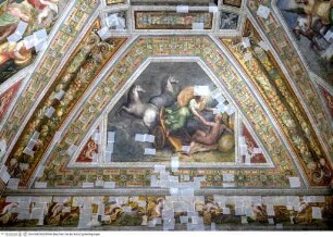 Dekoration mit Grotesken und Bildfeldern mit Chronos, den Parzen und Cupid; den vier Tageszeiten; Putten, Diana besucht den schlafenden Endymion (Nacht)