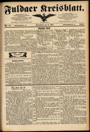 Erste Ausgabe vom Samstag, den 31. Mai 1902.